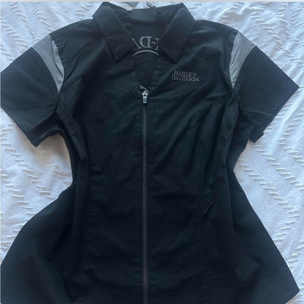 NWT Harley Davidson zip up biker shirt